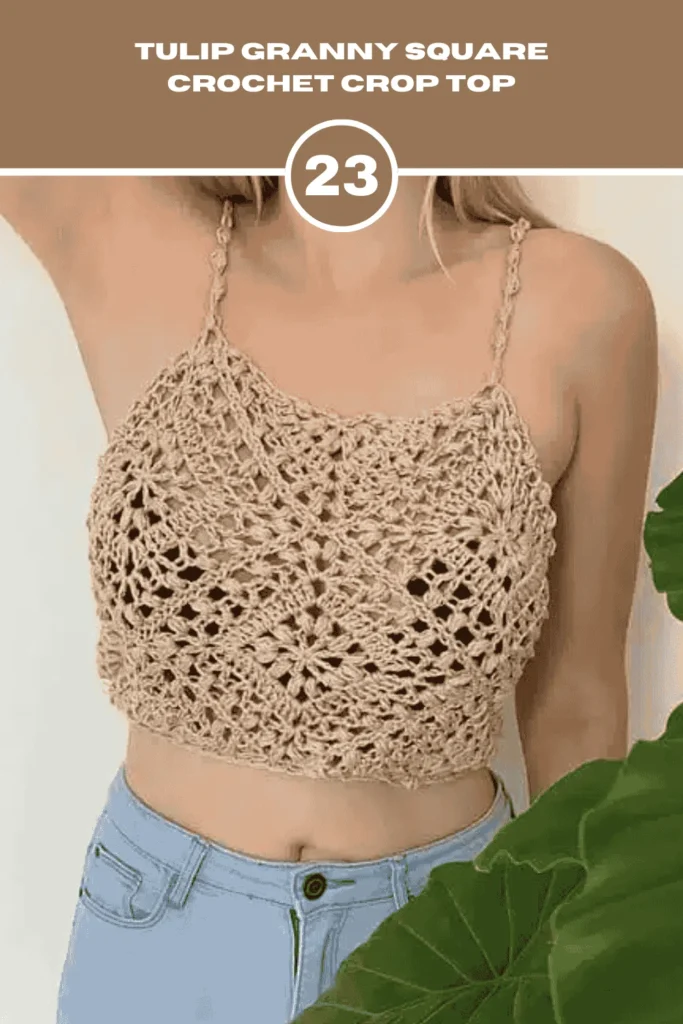 Tulip Granny Square Crop Crochet Summer Tops