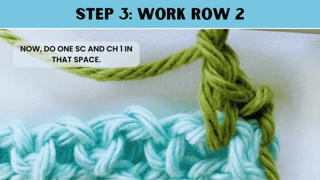 To moss stitch crochet Now, do one sc and ch 1 in that space.