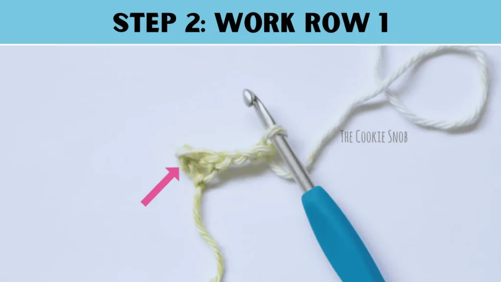 To moss stitch crochet, in this step: Now, find the third stitch from the crochet hook and work one stitch in that stitch. Turn in your work and do ch 3. After you have made ch 3, you will see a ch3sp.