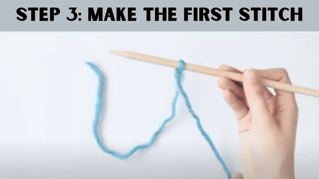 To Longtail Cast On Knitting For Beginners, the 3rd step is to make the first stitch. 