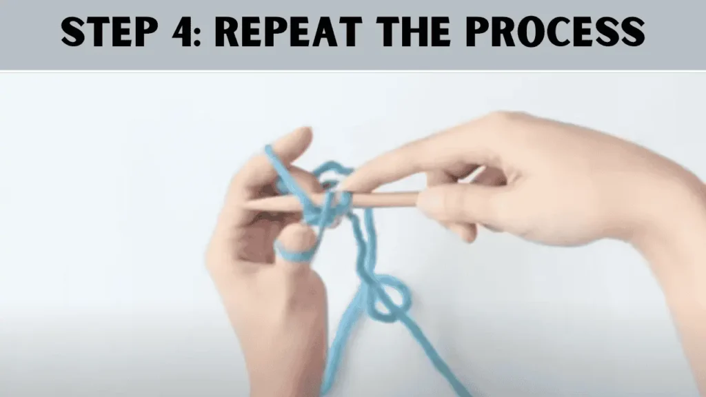 To Longtail Cast On Knitting For Beginners, the 4th step is to repeat the process