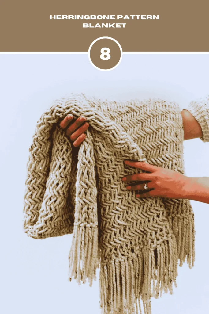 Herringbone Pattern Chunky Knit Blanket 