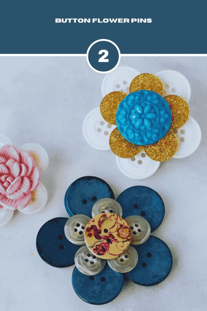 Button Flower Pins Mother's Day Crafts