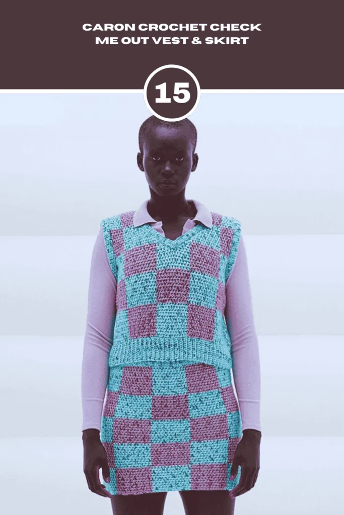 Caron Crochet Skirt Pattern Check Me Out Vest & Skirt