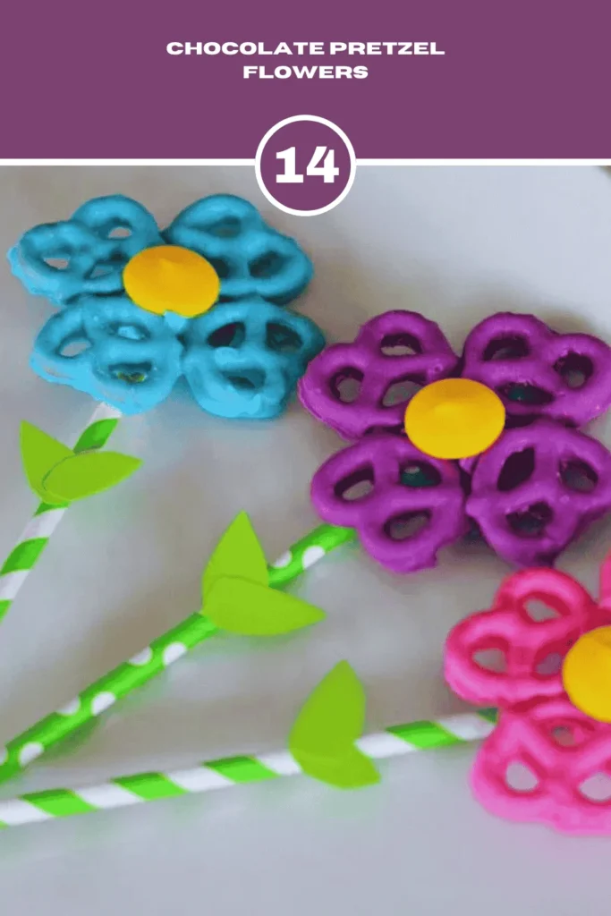 Chocolate Pretzel Flowers Mother's Day Crafts