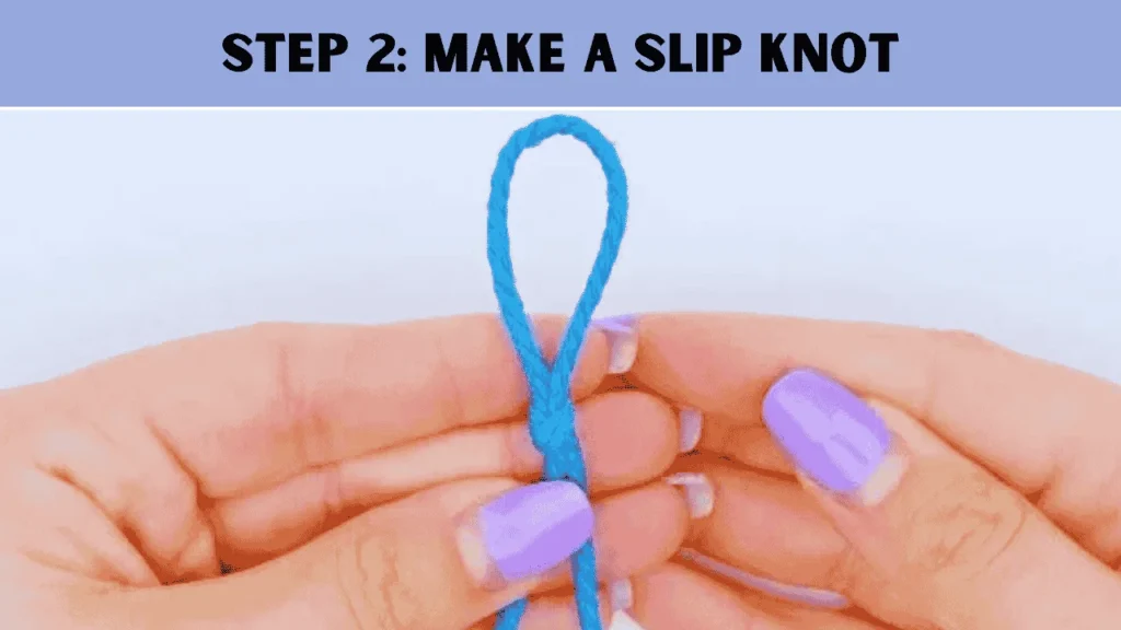 To make a Chunky Knit Blanket, the 2nd step is to Make a Slip Knot 