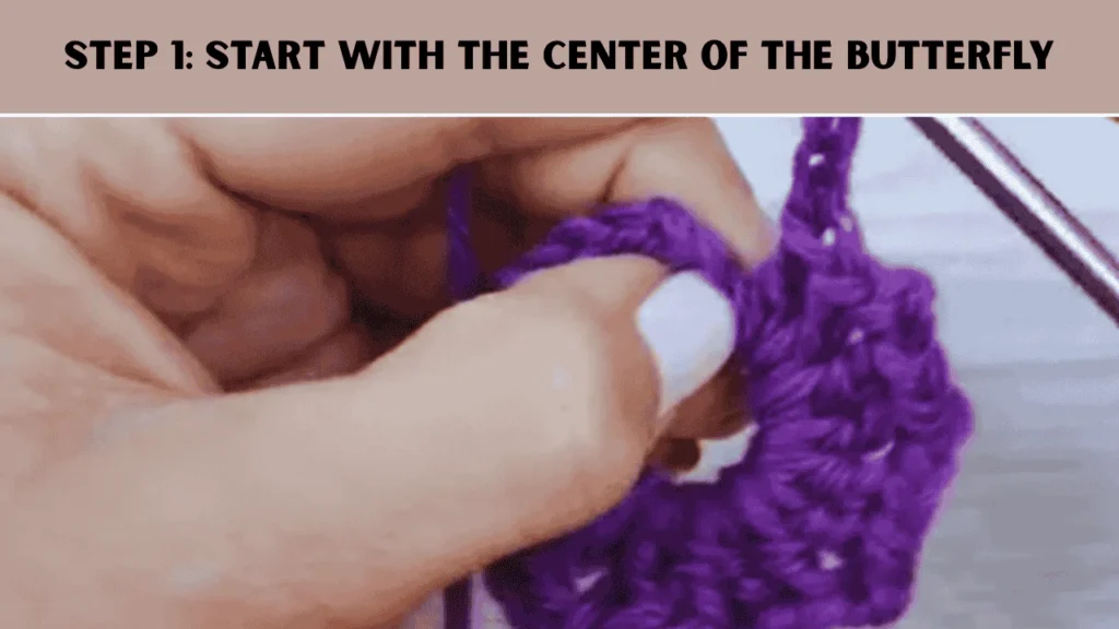 How to crochet butterfly; Step 1 Start with the center of the butterfly