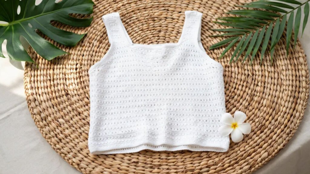 Mustard yellow boho crochet crop top with fringe tassel hem detail added after the main piece is finished