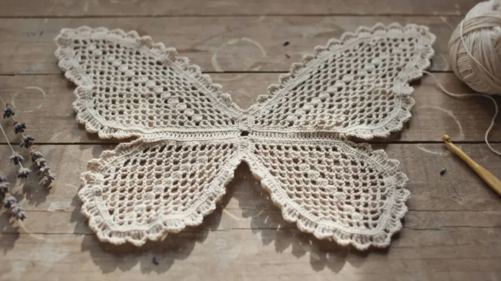Filet Crochet Grid Chart Cream filet crochet butterfly top chart pattern with lacy open mesh grid design