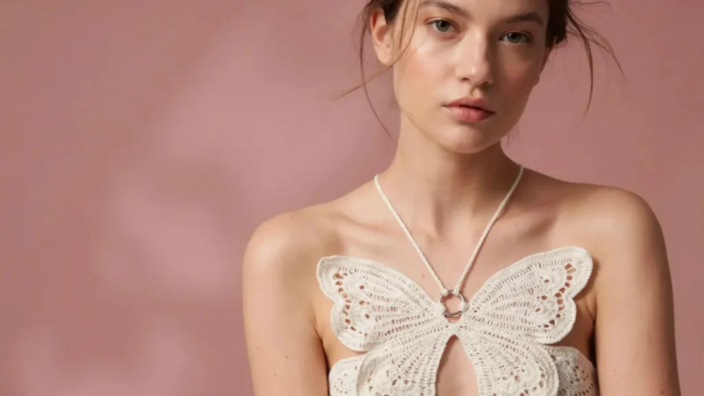 Halter-Style Chart with Neck Ring Crochet butterfly halter top chart with neck ring instead of tie straps