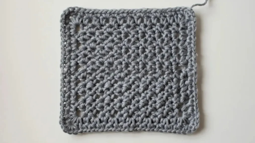 Moss stitch crochet fabric with a subtle woven, fabric-like texture. 