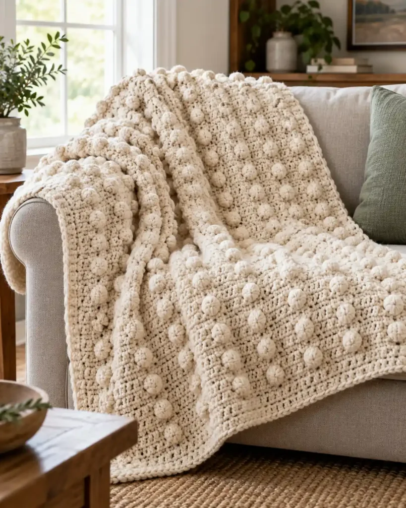 Bobble Stitch Graph & Pixel Design shown as a crochet graph panel beside a simple grid chart, with raised bobble pixels forming a geometric motif.