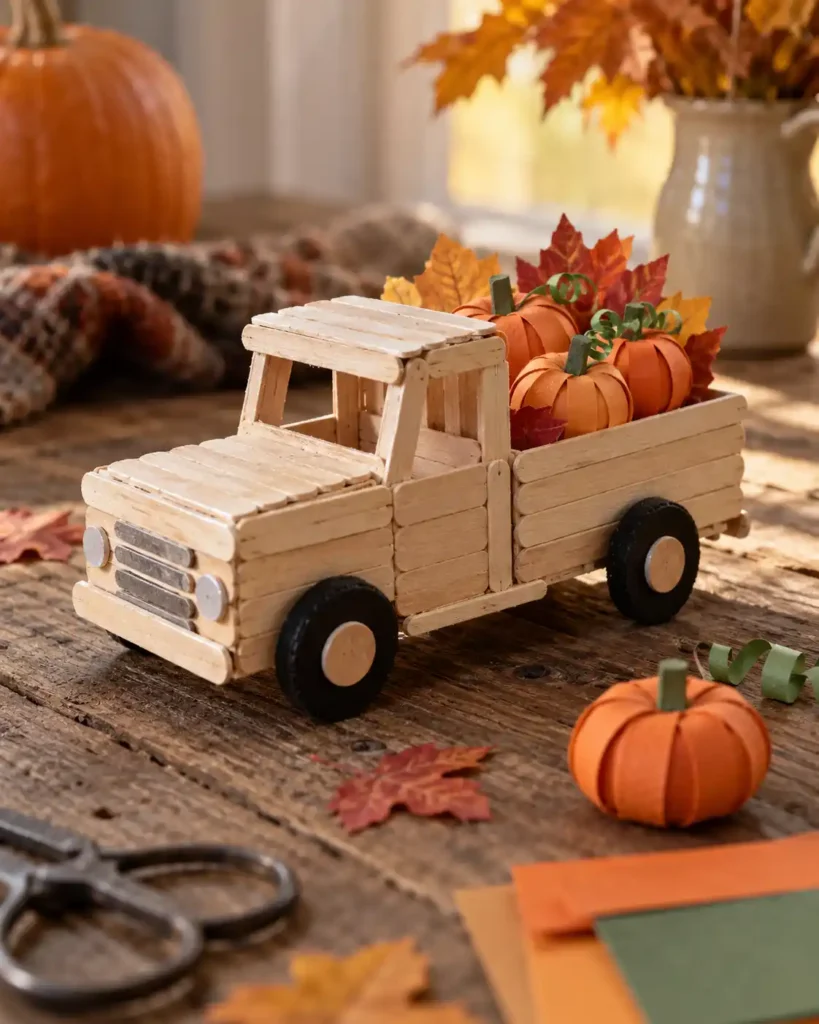 A handmade toilet paper roll pumpkin