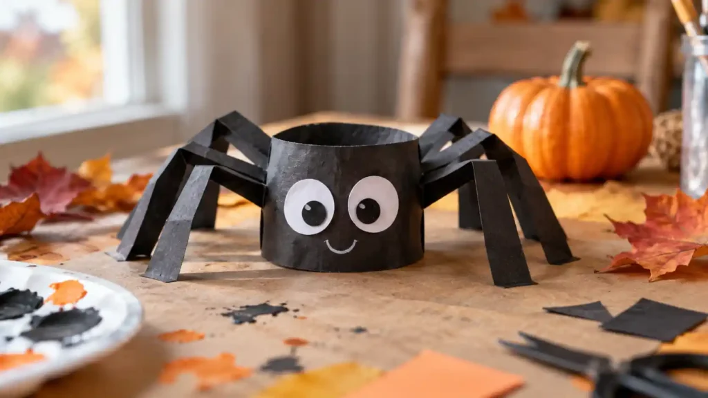Leaf Crown or Leaf Headband for toddlers, showing the finished handmade fall craft in a clean seasonal setting.