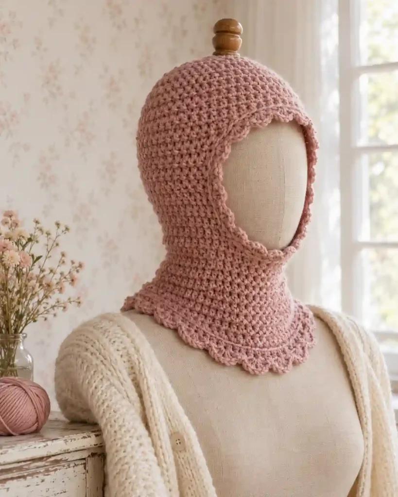 Handmade color-block streetwear crochet balaclava with visible crochet stitches, photographed for a crochet balaclava ideas guide.