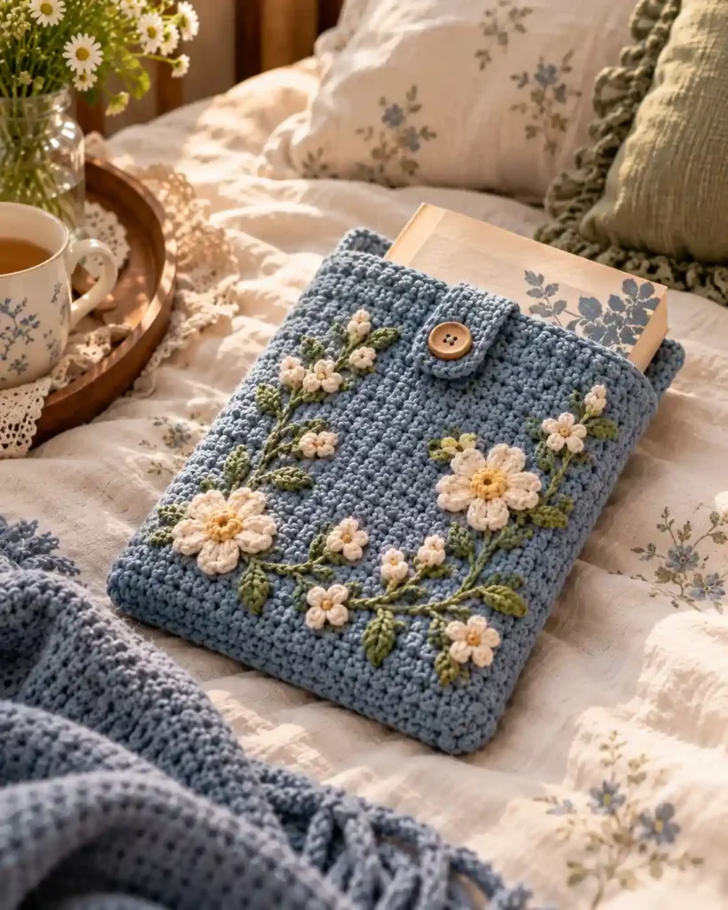 crochet book sleeve gift for grandma