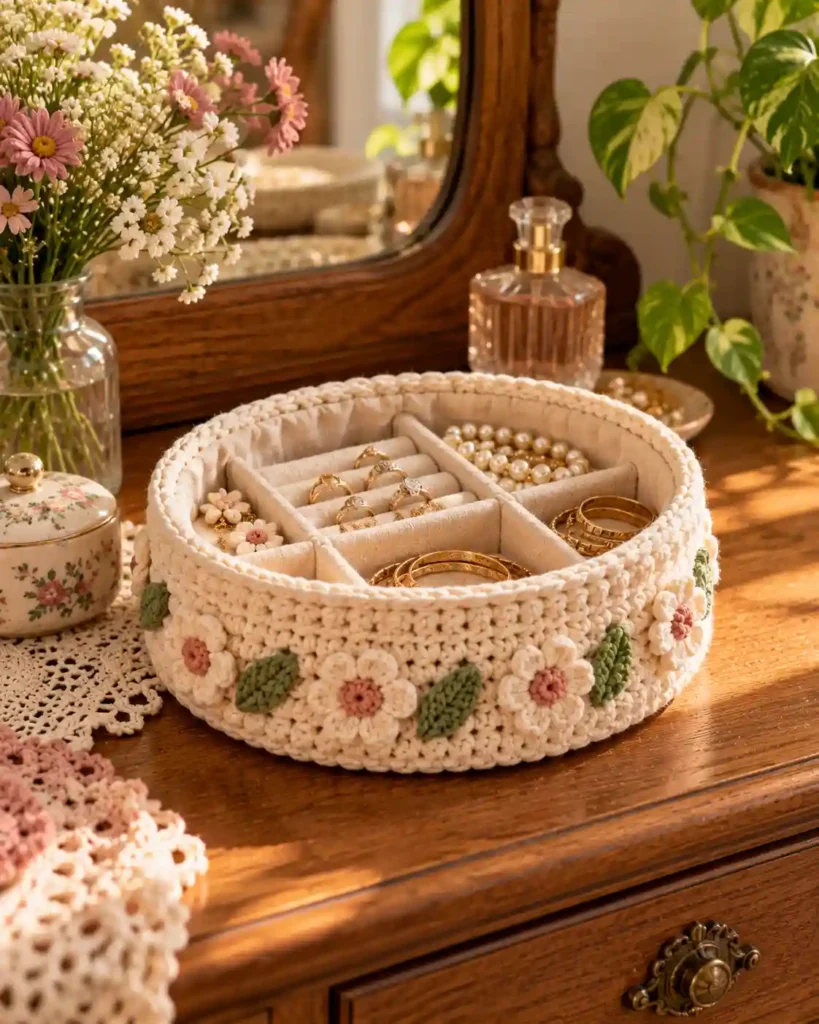 crochet jewelry organizer basket for grandma