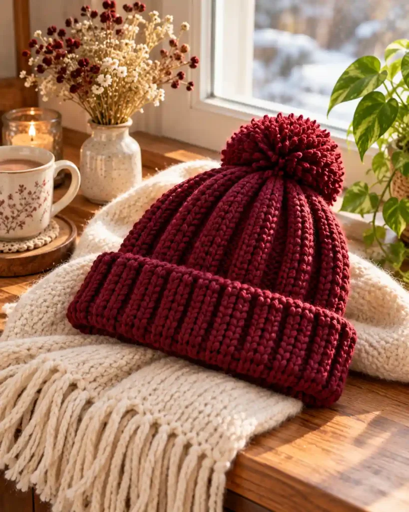 handmade crochet winter beanie for grandma