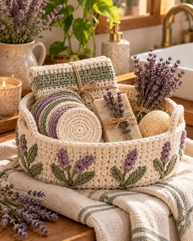 crochet spa gift set with cotton face pads