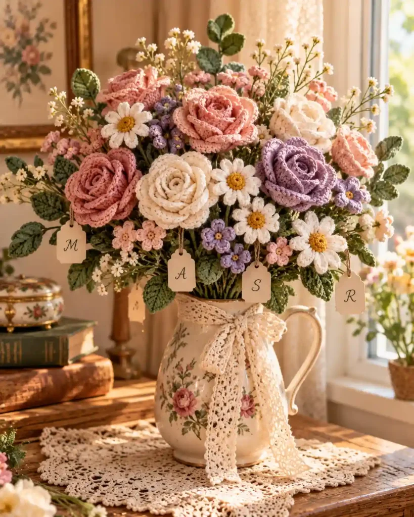 personalized crochet memory bouquet for grandma