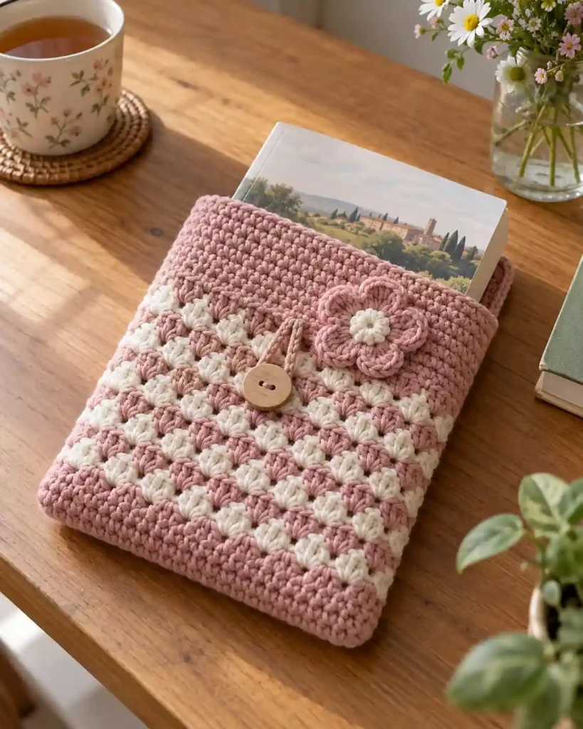 Handmade reusable crochet soap saver photographed as a crochet Mother’s Day gift, with clear stitching and an uncluttered background.