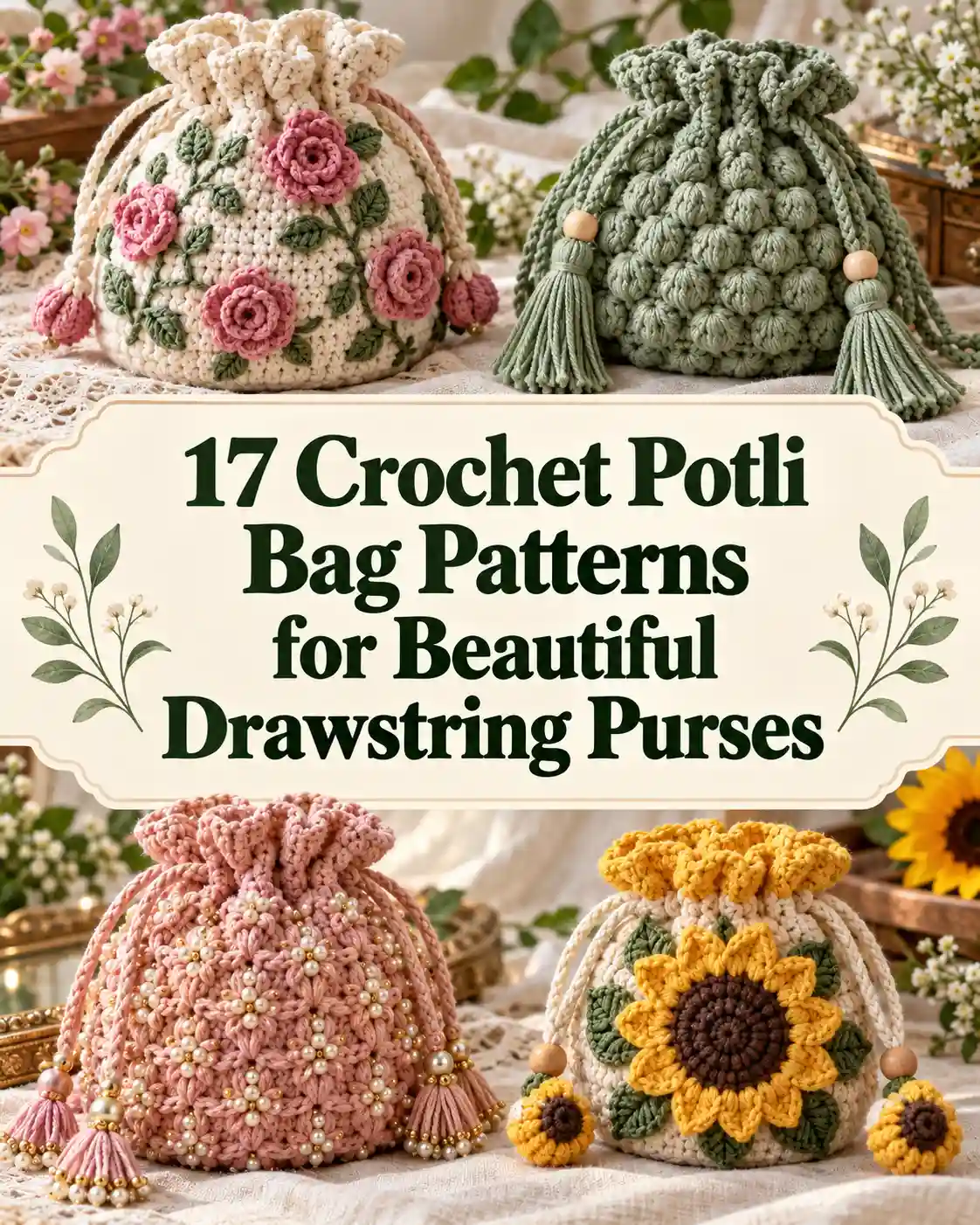 17 Crochet Potli Bag Patterns for Beautiful Drawstring Purses