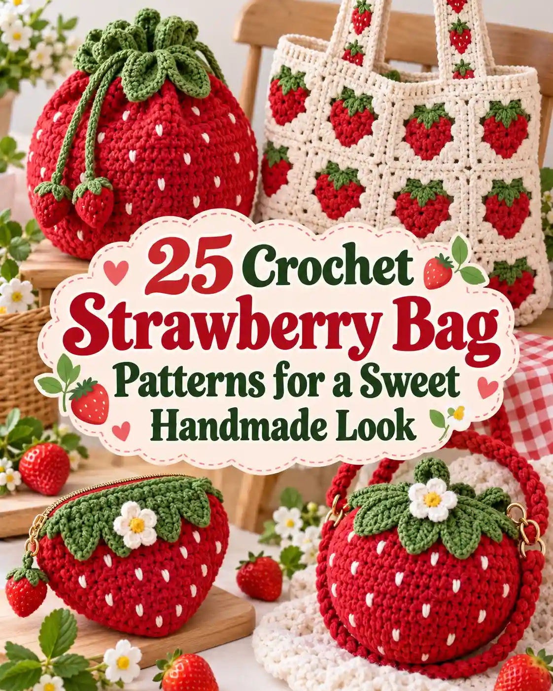 25 Crochet Strawberry Bag Patterns for a Sweet Handmade Look