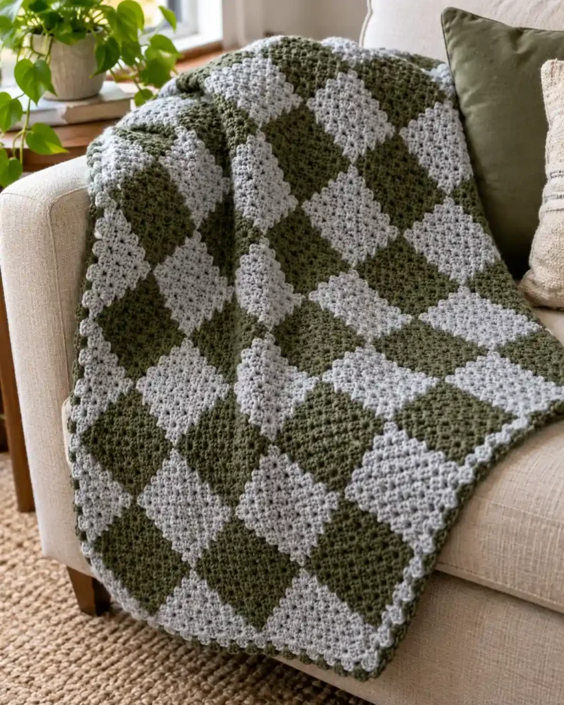 Corner-to-Corner Mini Lapghan showing distinct diagonal C2C pixel/block construction.
