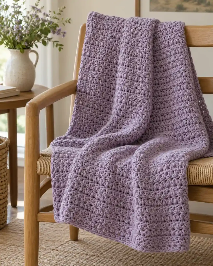 Everyday Sedge-Stitch Lap Blanket showing clusters forming soft low-relief texture.