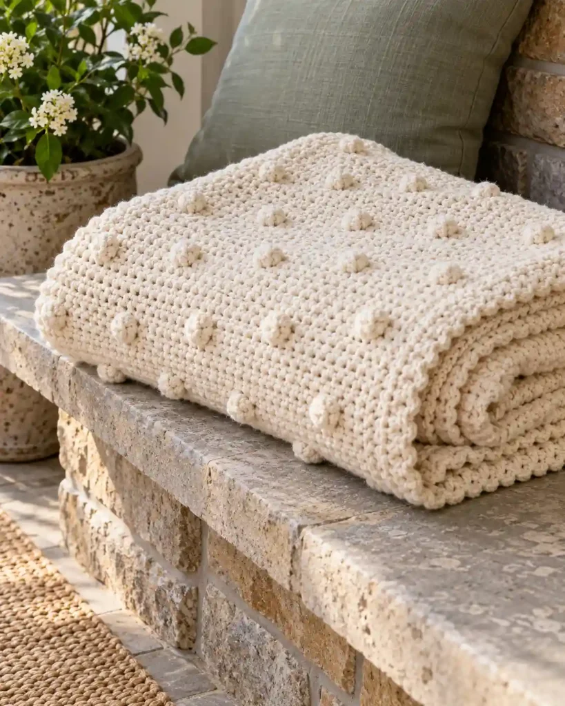 Playful Bobble-Texture Lapghan showing raised bobbles visible without overwhelming the surface.