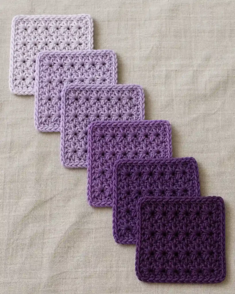 Finished ombre blanket color planning with realistic crochet stitch details and smooth color gradation.