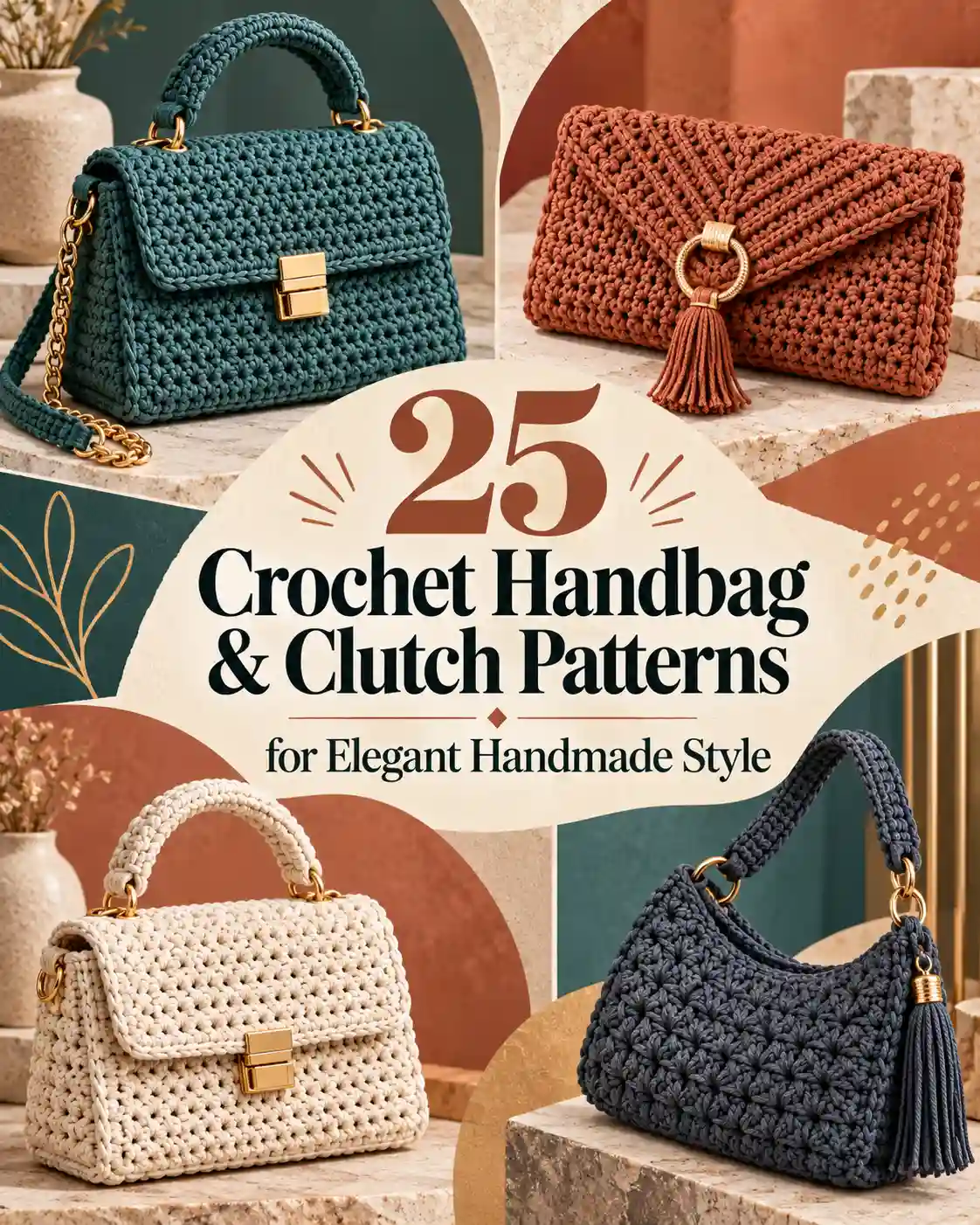 25 Crochet Hand bag & Clutch Patterns for Elegant Handmade Style
